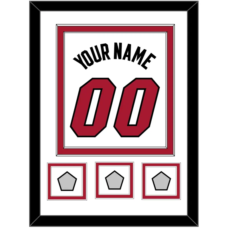 Miami Name & Number With 3 Finals Patches - Home White (1999-2008) - Double Mat 1