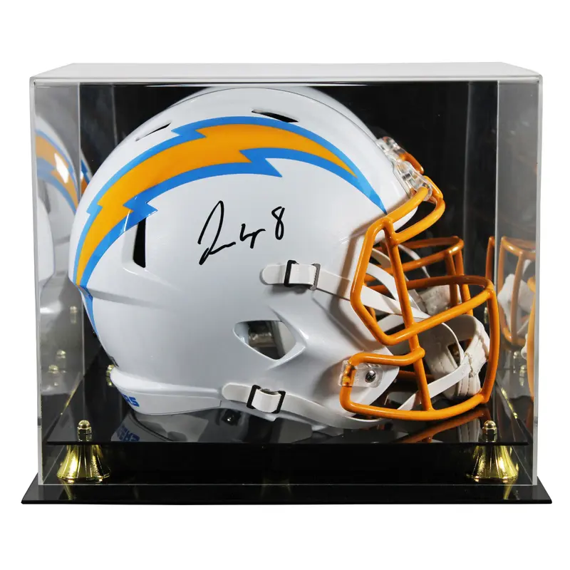Chargers Omarion Hampton Signed Full Size Speed Rep Helmet W/ Case BAS Witnessed