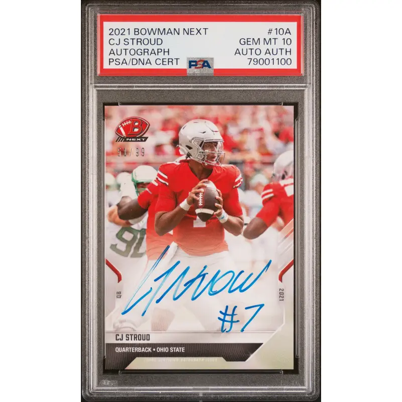 CJ Stroud 2021 TOpps Now Bowman Next Auto #51/99 PSA 10 Gem Mint