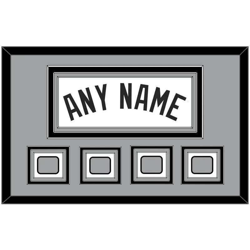 San Antonio Name With 4 Champions Banner Patches - Home White (2002-2017) - Triple Mat 3