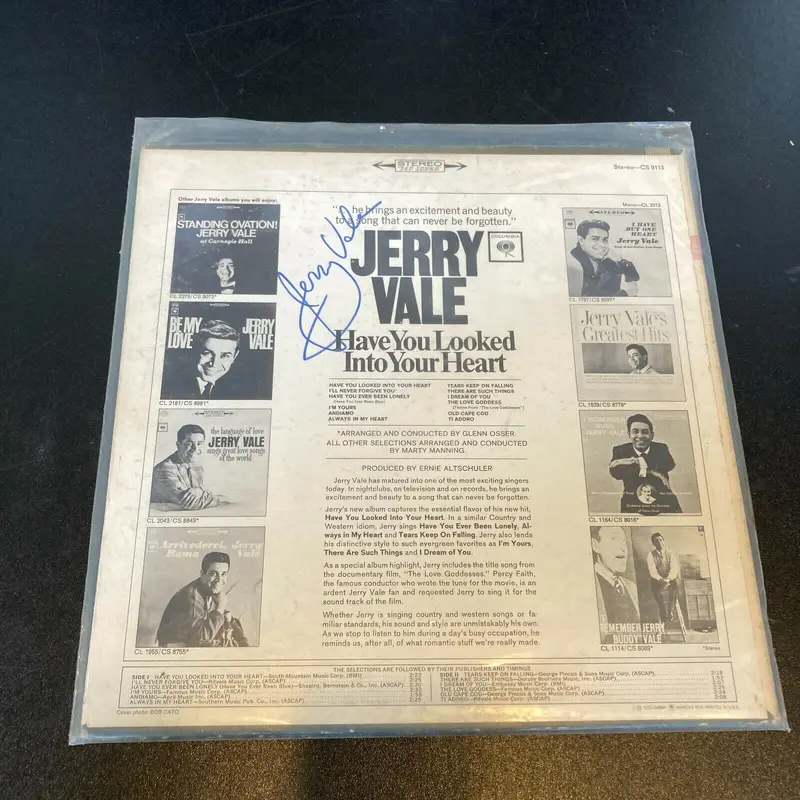 Jerry Vale Signed Autographed Vintage LP Record