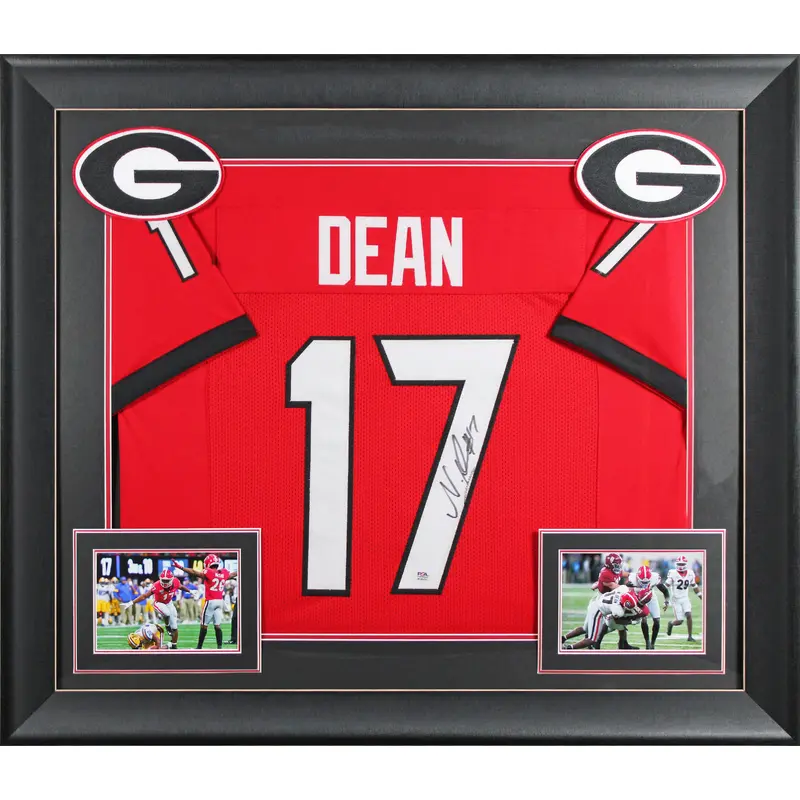 Georgia Nakobe Dean Authentic Signed Red Pro Style Framed Jersey PSA/DNA Itp