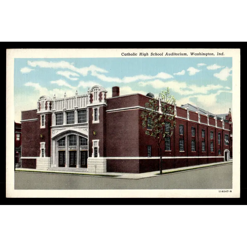 Vintage Washington Catholic Indiana HS Auditorium Postcard