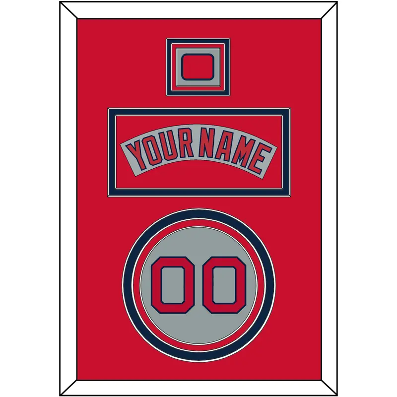 Boston Nameplate, Number & Logo Patch - Road Gray (1992-2008) - Triple Mat 3