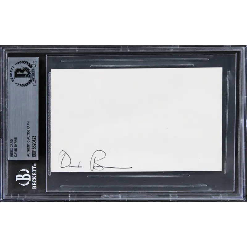 David Byrne Talking Heads Authentic Signed 3x5 Index Card BAS Slabbed