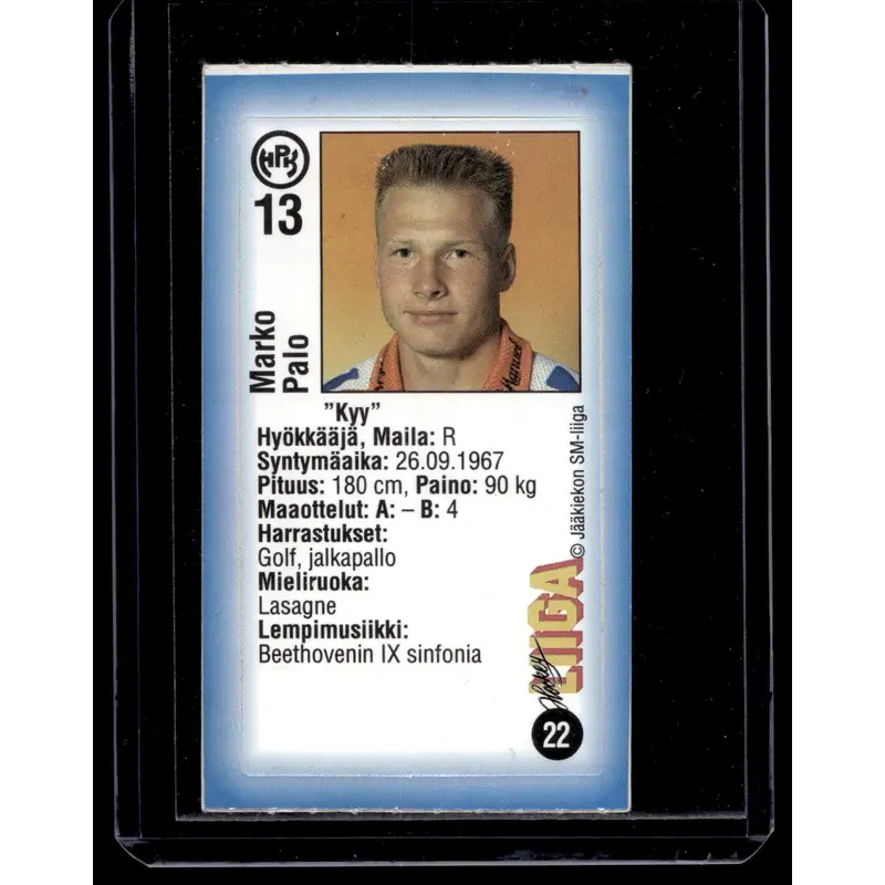 1992-93 JyvsHyv HockeyLiiga - Marko Palo #22