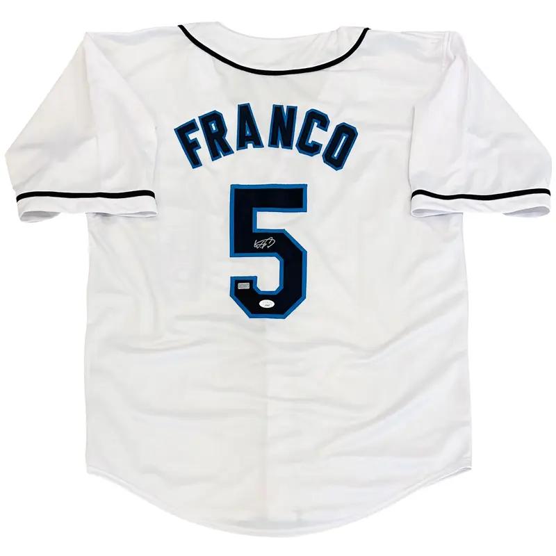 Wander Franco Autographed Tampa Bay (White #5) Custom Jersey - JSA