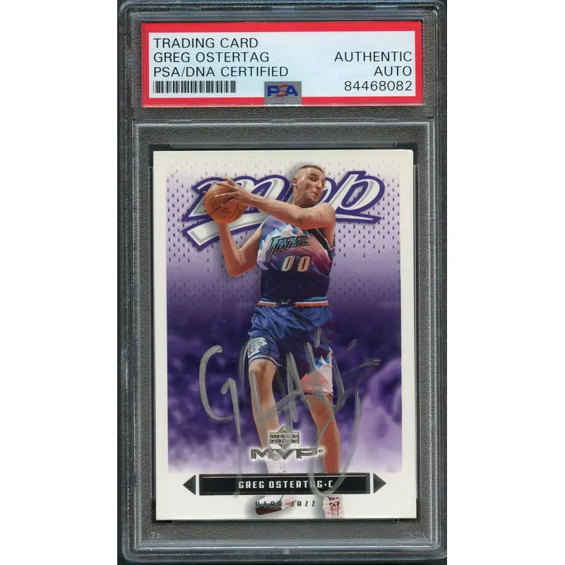 2003-04 Upper Deck MVP #183 Greg Ostertag Signed Card AUTO PSA Slabbed Jazz