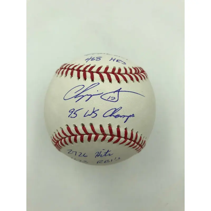 Extraordinary Chipper Jones Signed Heavily Inscribed STAT Baseball PSA DNA & JSA