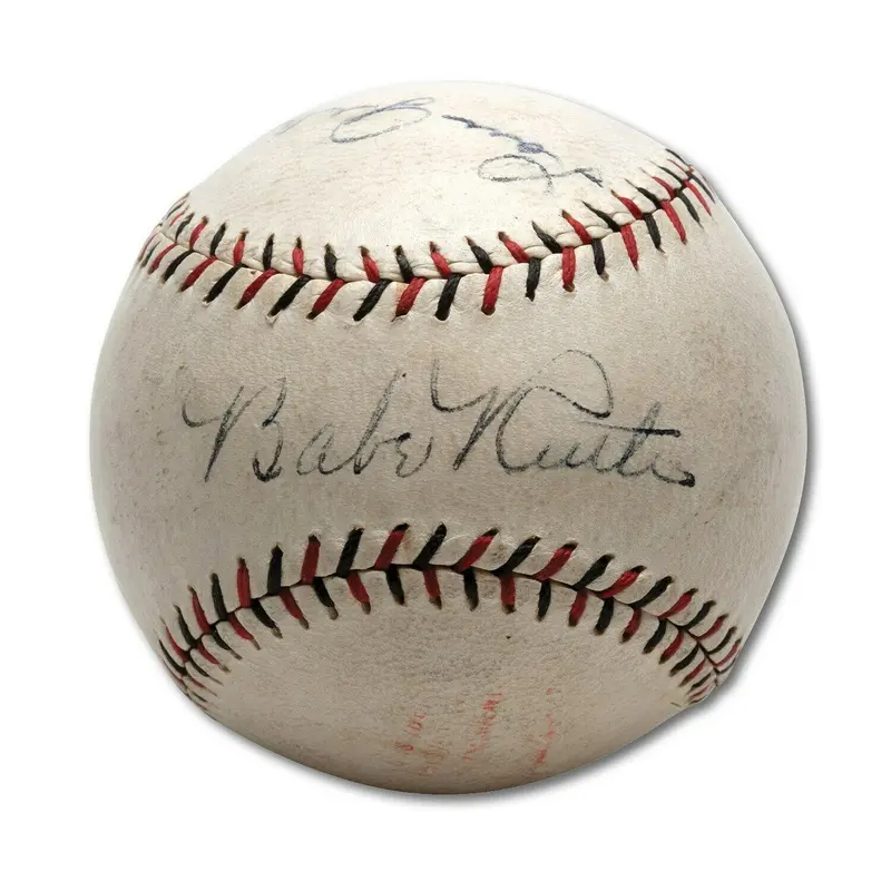 The Finest Babe Ruth & Lou Gehrig Signed Baseball PSA DNA N Mint 8 & JSA COA