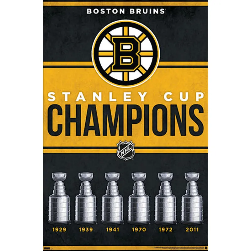 Boston Bruins 6-Time NHL Stanley Cup Champions Commemorative Poster - Costacos Sports