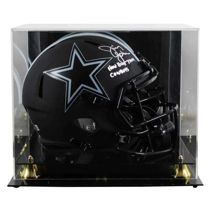 Cowboys Jimmy Johnson "HBTC" Signed Eclipse F/S Speed Rep Helmet W/ Case BAS Wit