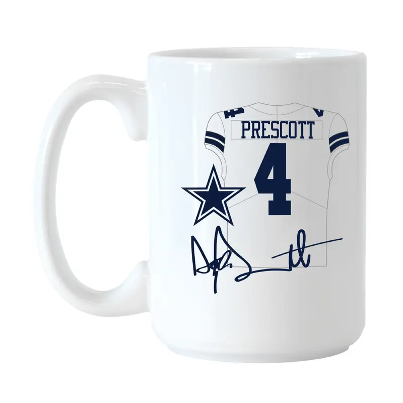 Dallas Cowboys Dak Prescott Jersey 15oz Sublimated Mug