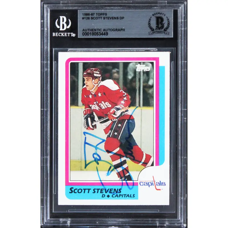 Capitals Scott Stevens Authentic Signed 1986 Topps #126 Card BAS Slabbed