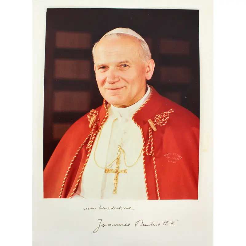 Pope John Paul II "Una Benedictione" Signed 8x9.75 Mounted Photo BAS #A39005