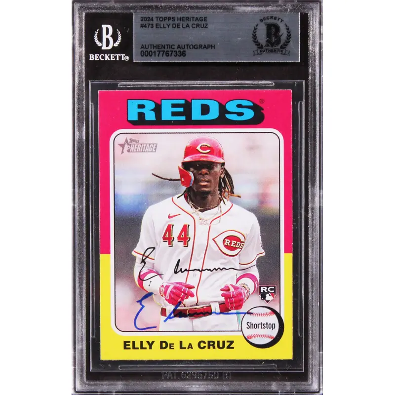 Reds Elly De La Cruz Authentic Signed 2024 Topps Heritage Rookie Card BAS Slab