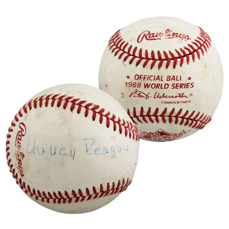 Nancy Reagan Authentic Signed 1988 World Series Logo OML Baseball BAS #AE33700