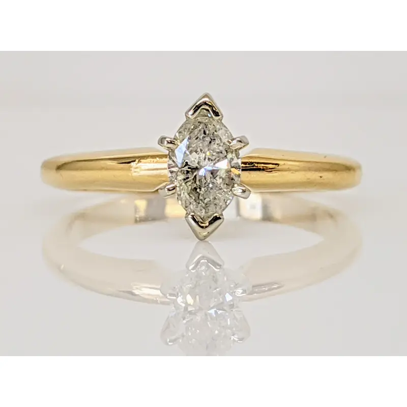 14K .40 CARAT TOTAL I1 J MARQUISE DIAMOND SOLITAIRE ESTATE RING 3.0 GRAMS