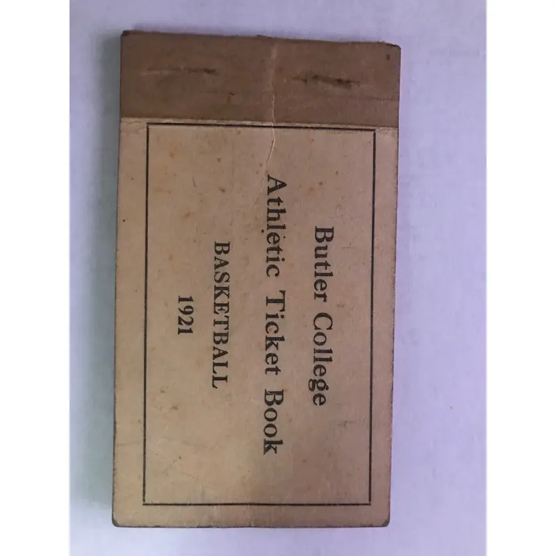 1921 Butler College Basketball Ticket Book w/ 5 Unused Tickets