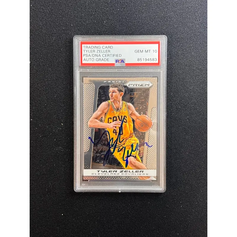 2013-14 Panini Prizm #74 Tyler Zeller Signed Card AUTO 10 PSA/DNA Slabbed Cavaliers
