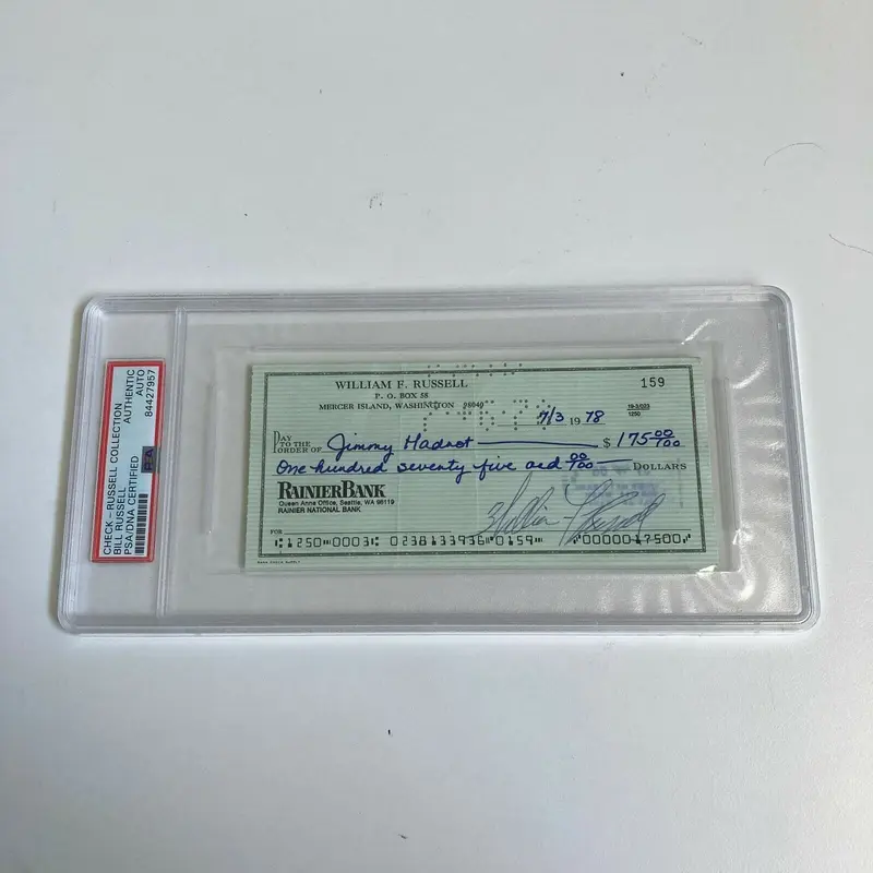 Bill Russell Signed Autographed Bank Check PSA DNA Boston Celtics HOF Legend