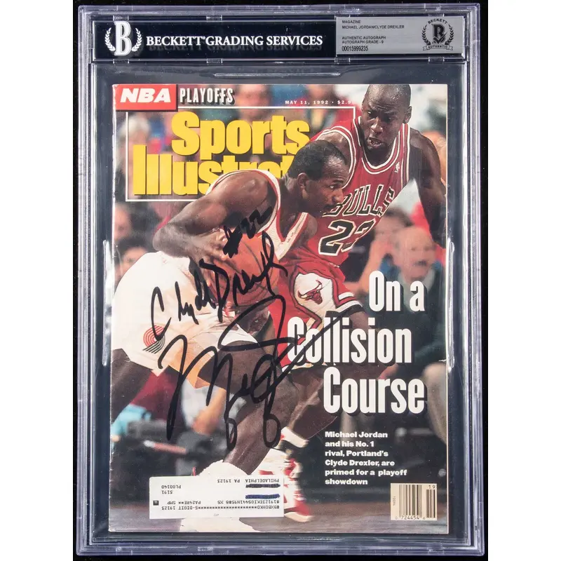 Michael Jordan Signed 1992 NBA Finals Sports Illustrated Beckett Graded 9 MINT