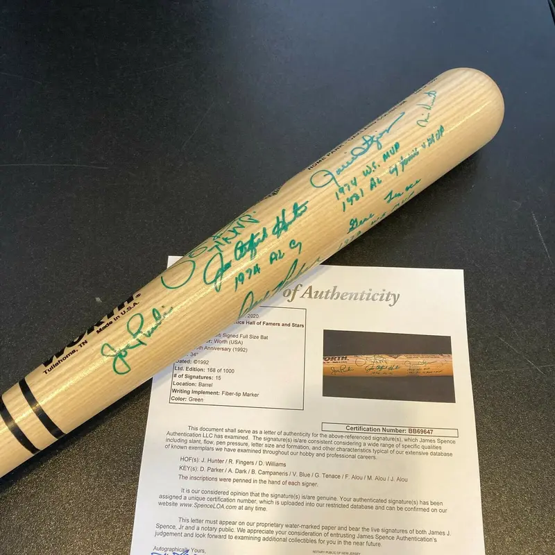 Beautiful Oakland A's 1972 1973 World Series Champs Team SIgned Baseball Bat JSA