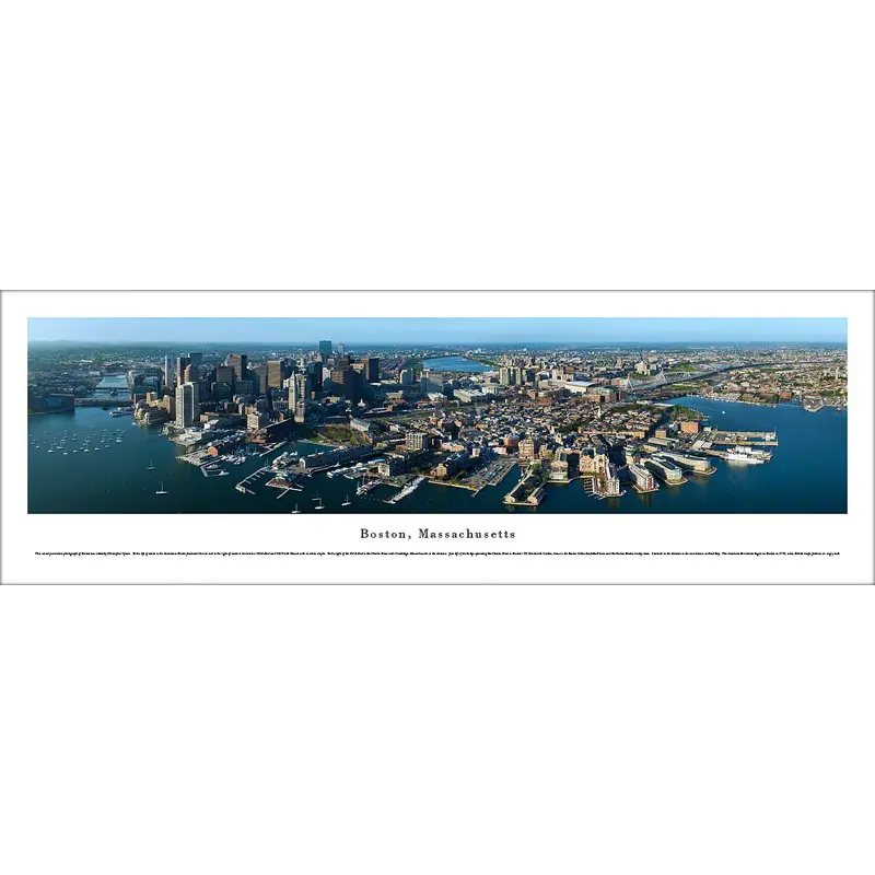 Boston, Massachusetts Aerial View Panoramic Poster Print - Blakeway Worldwide