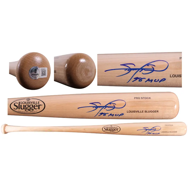 Cubs Sammy Sosa "98 MVP" Signed Blonde Louisville Slugger Baseball Bat BAS