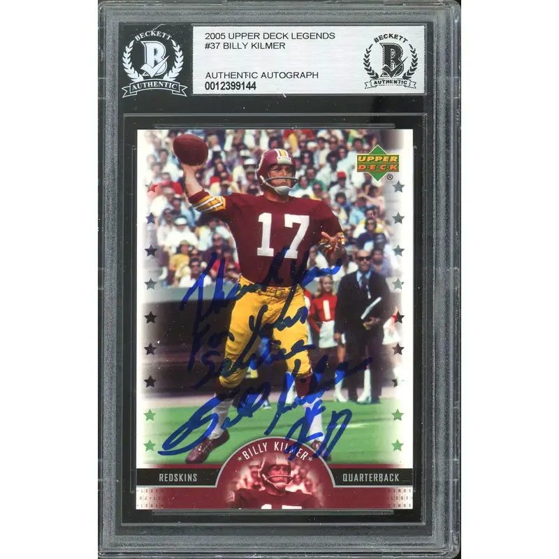 Redskins Billy Kilmer Signed 2005 Upper Deck Legends #37 Card BAS Slabbed