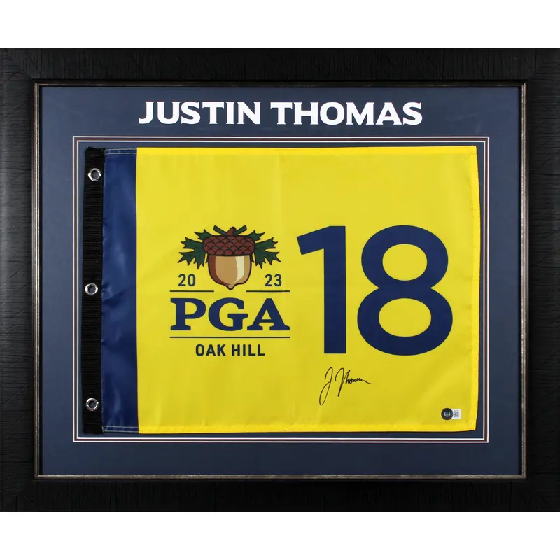 Justin Thomas Signed & Framed 2023 PGA Championship Pin Flag BAS #BK02150