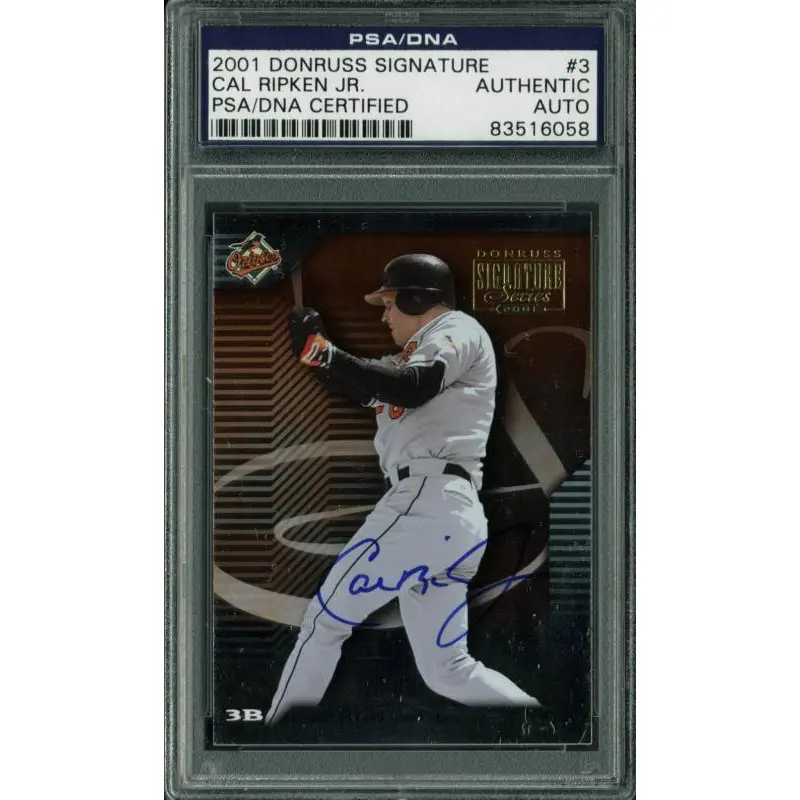 Orioles Cal Ripken Jr. Signed Card 2001 Donruss Signature #3 PSA/DNA Slabbed