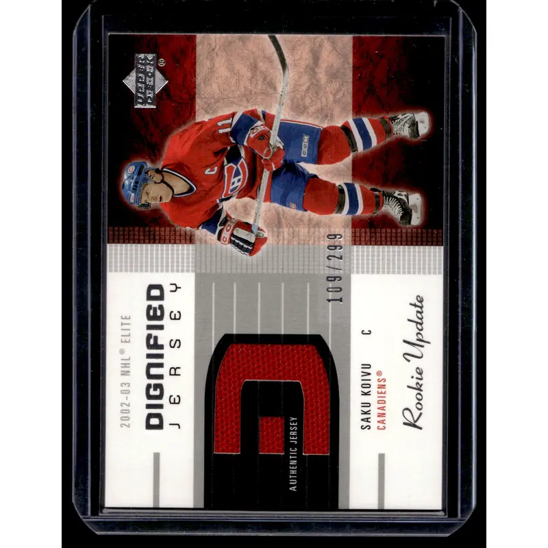 2002-03 Upper Deck Rookie Update - Dignified Jersey - Gold - Saku Koivu #D-SK /125