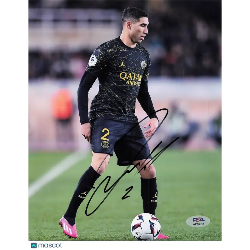 Achraf Hakimi Signed 8x10 Photo PSA PSG Soccer