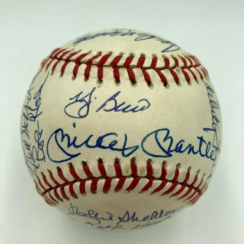 1961 New York Yankees World Series Champs Team Signed Baseball Mickey Mantle JSA