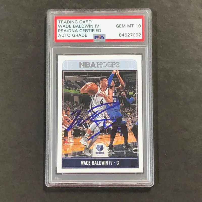 2017-18 NBA Hoops #54 Wade Baldwin IV Signed Card AUTO GRADE 10 PSA Slabbed Grizzlies