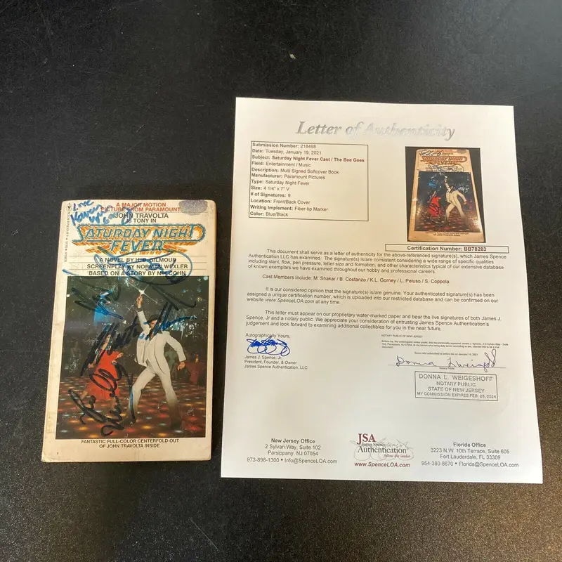 Saturday Night Fever Cast & The Bee Gees Signed Vintage 1970's Book With JSA COA