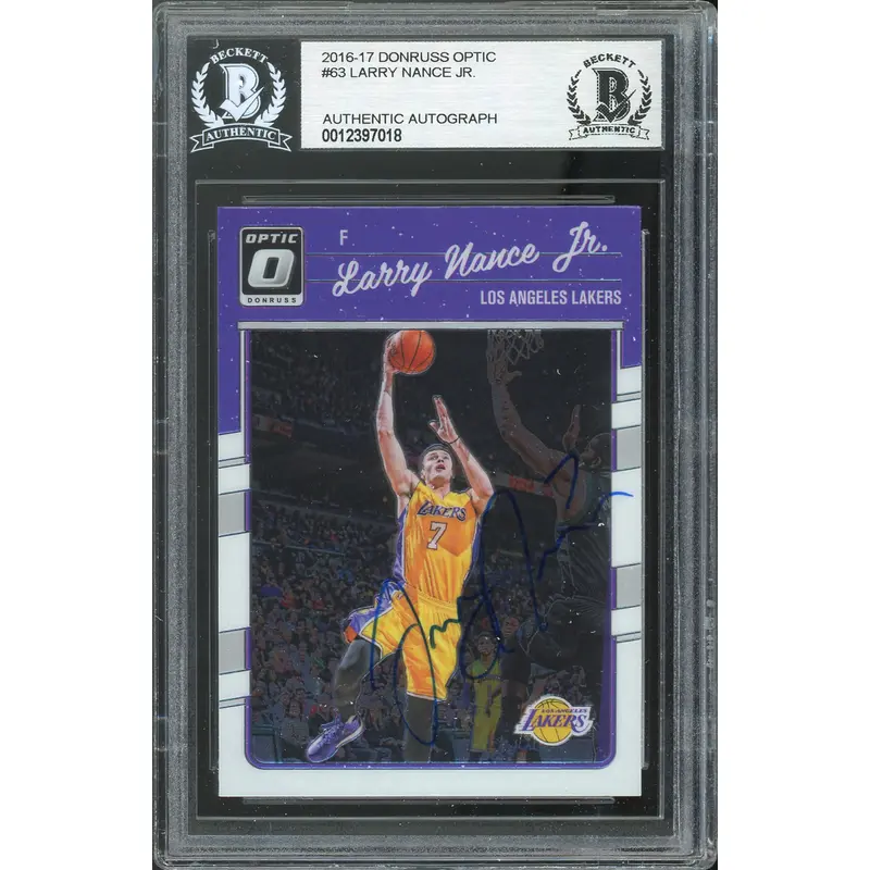 Lakers Larry Nance Jr. Authentic Signed 2016 Donruss Optic #63 Card BAS Slabbed
