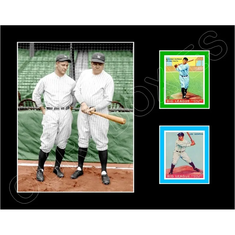 Babe Ruth Lou Gehrig 1933 Goudey Cards Matted Photo Display 11X14 - Yankees - 2021