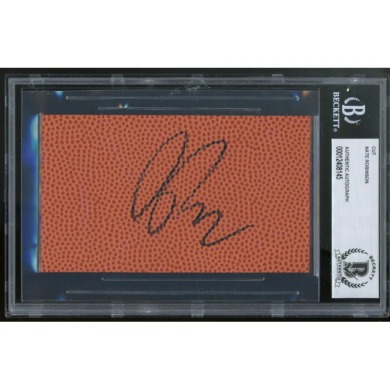 Knicks Nate Robinson Authentic Signed 3x5 Basketball Cut Signature BAS Slabbed