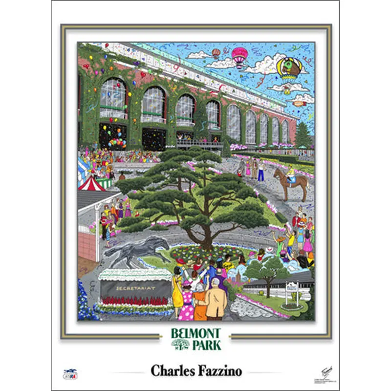 Belmont Park Horse Racing Commemorative Pop Art Poster - Charles Fazzino