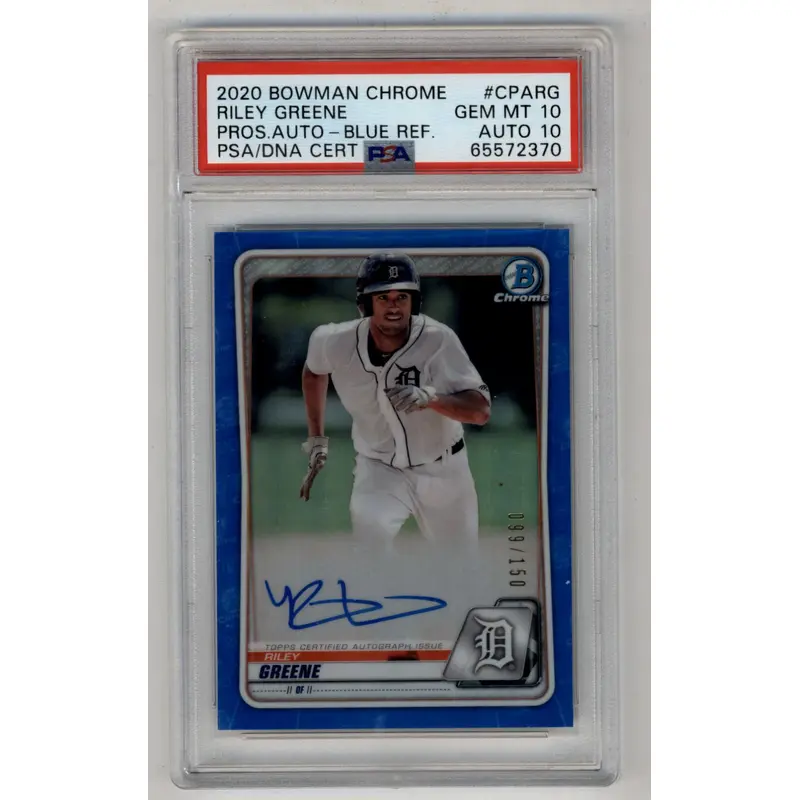 Riley Greene 2020 Bowman Chrome Blue Refractor Auto 099/150 PSA 10 Gem Mint