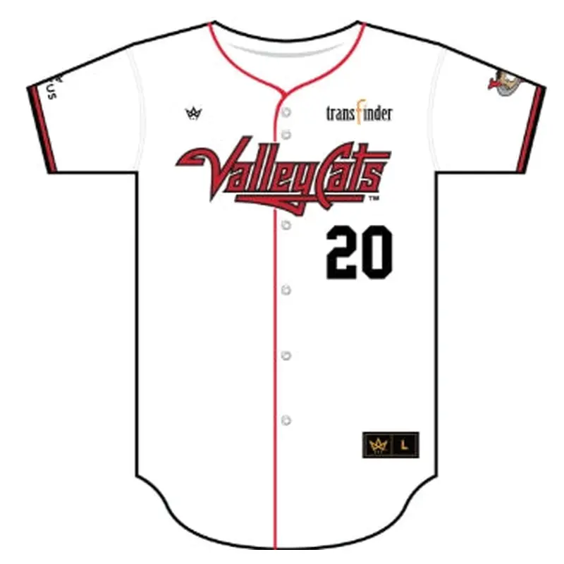 ValleyCats White Full Button Jersey