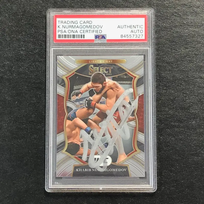 2021 Panini Select #47 Khabib Nurmagomedov Signed Card AUTO PSA Slabbed
