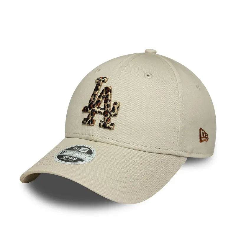 LA Dodgers Womens MLB Leopard Infill Cream 9FORTY Adjustable Cap