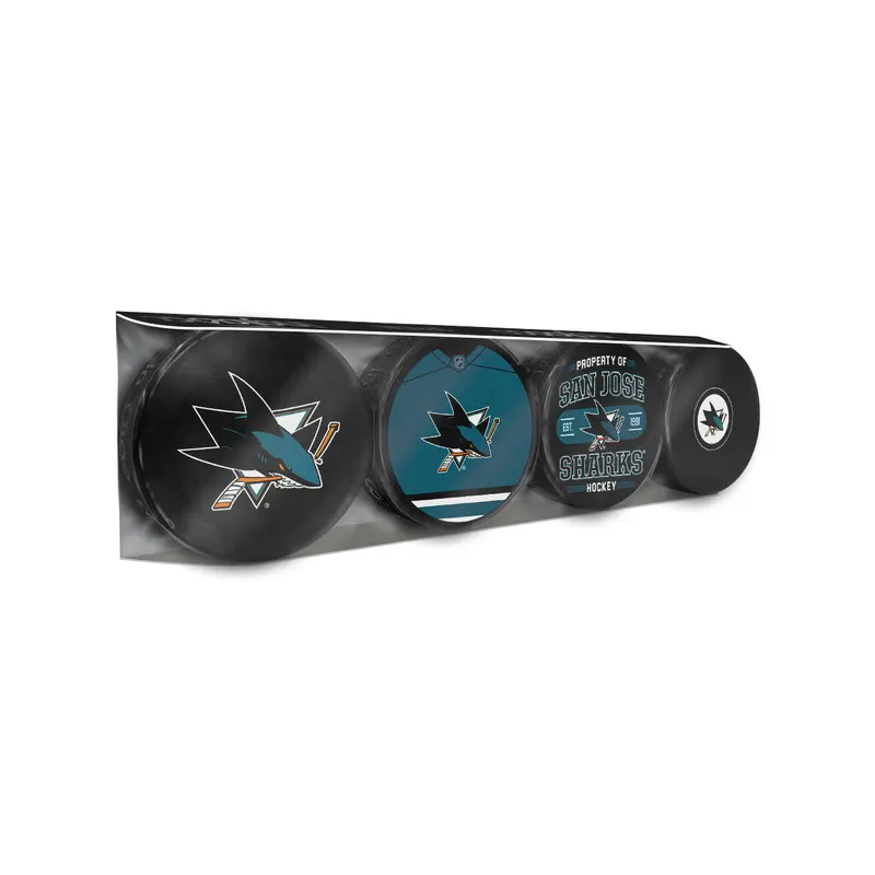 NHL San Jose Sharks Souvenir Hockey Puck Collector's 4-Pack