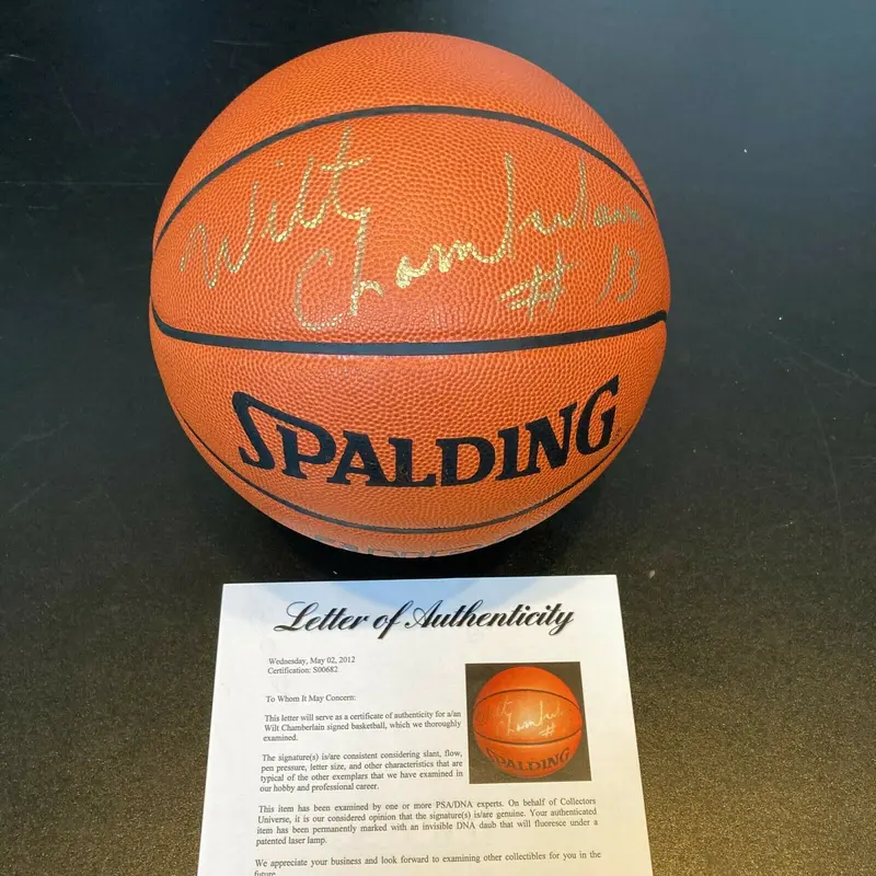 Beautiful Wilt Chamberlain #13 Signed Spalding NBA Official Game Basketball PSA