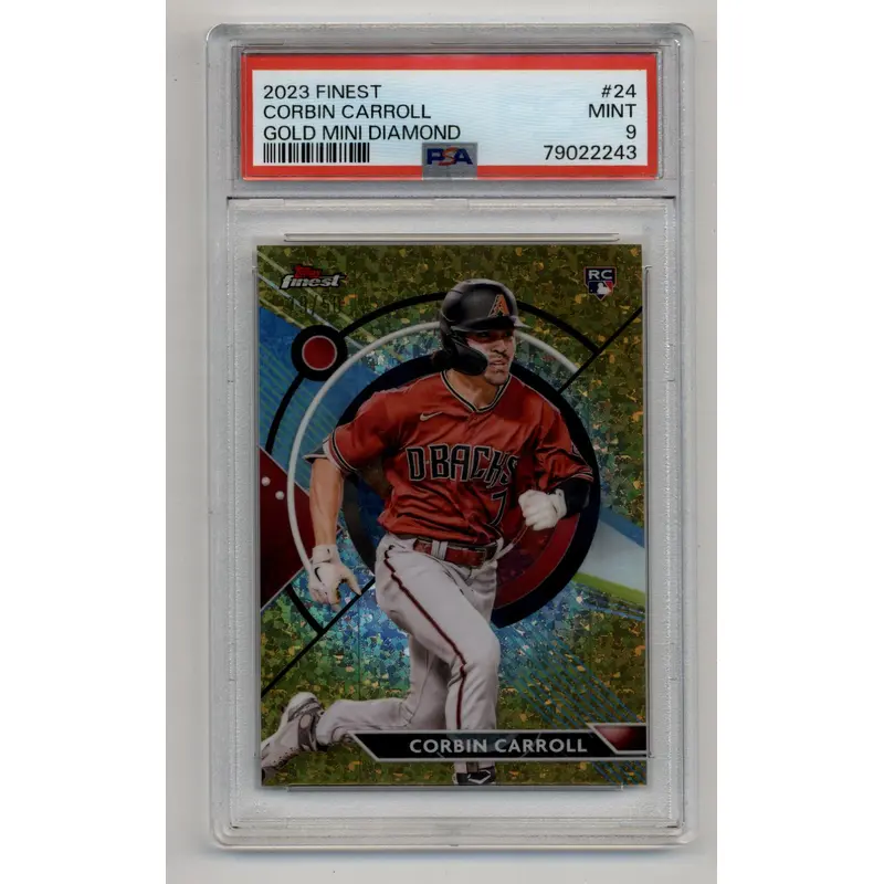 Corbin Carroll 2023 Finest #24 Gold Mini Diamond 19/50 PSA 9 Mint