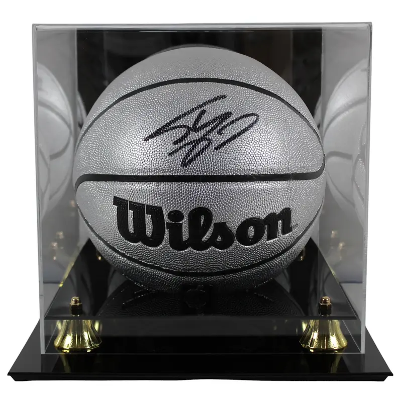 Lakers Shaquille O'Neal Signed Silver Wilson Basketball w/ Case BAS Witnessed