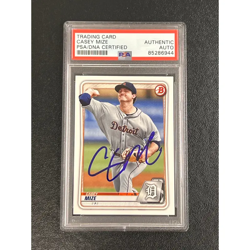 2020 Topps Bowman Chrome #BP-142 Casey Mize Signed Card PSA Slabbed AUTO Tigers